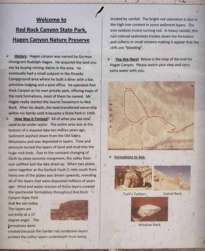 Red Rock Canyon State Park Marker image. Click for full size.