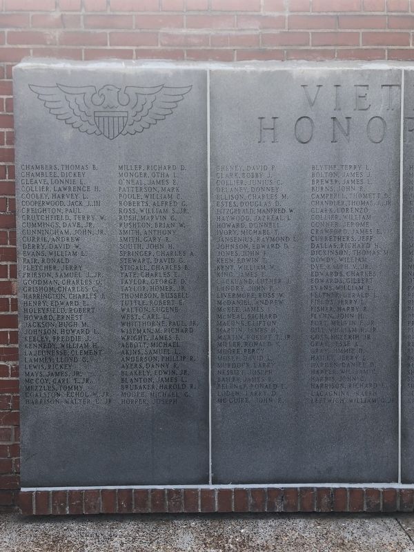 Vietnam Honor Roll Marker Detail (left side). Click for full size. Vietnam Honor Roll Marker Detail (left side) image. Click for full size.