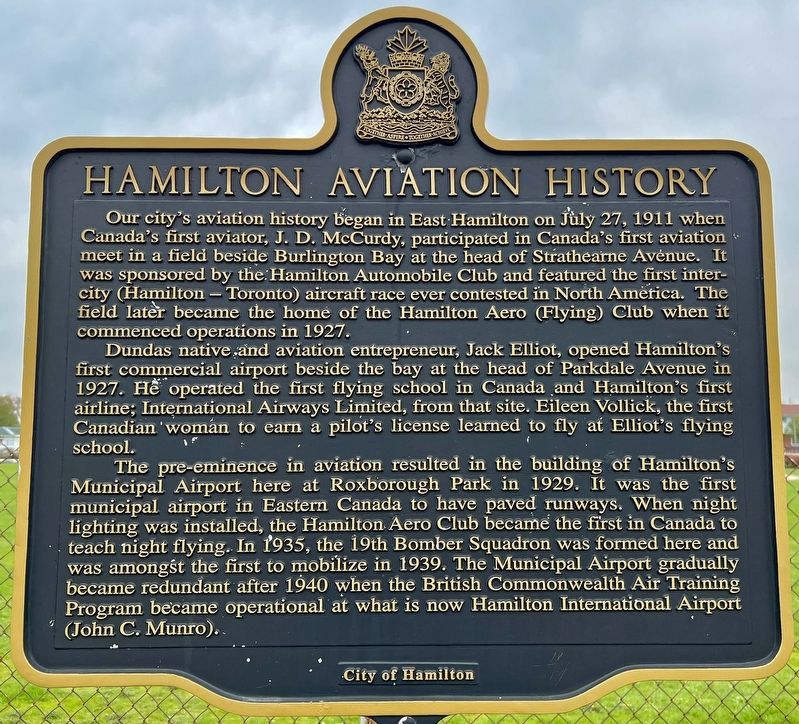 Hamilton Aviation History Marker image. Click for full size.
