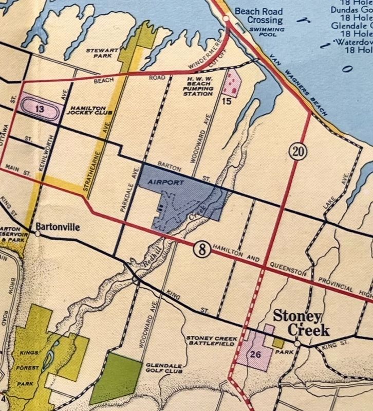 Hamilton Municipal (Elliott) Airport in 1933 (Shell Oil Road Map) image. Click for full size.