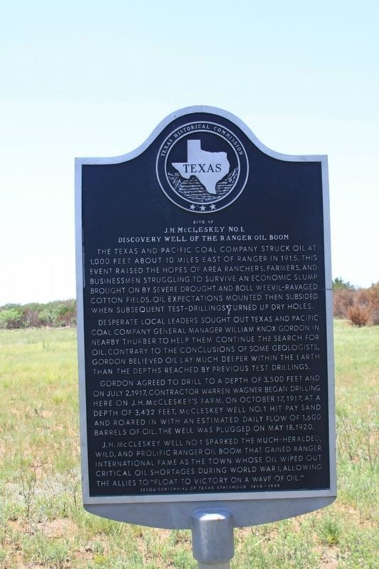 Site of J. H. McClesky No. 1 Marker. Click for full size. Site of J. H. McClesky No. 1 Marker image. Click for full size.