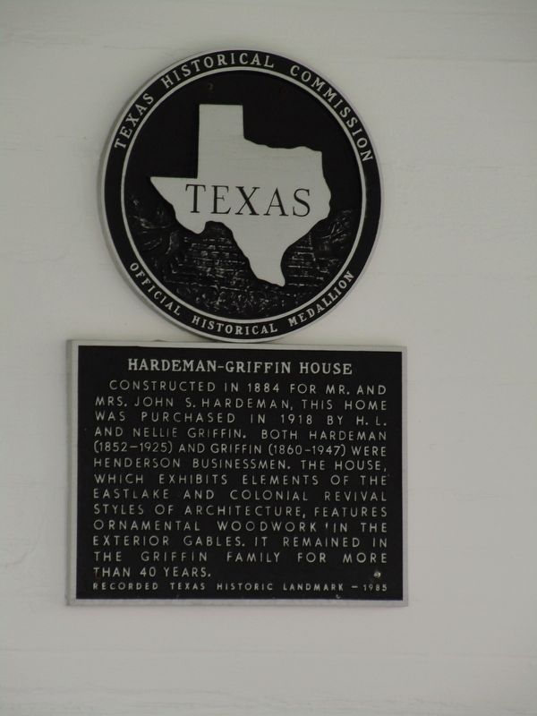 Hardeman-Griffin House Marker image. Click for full size.