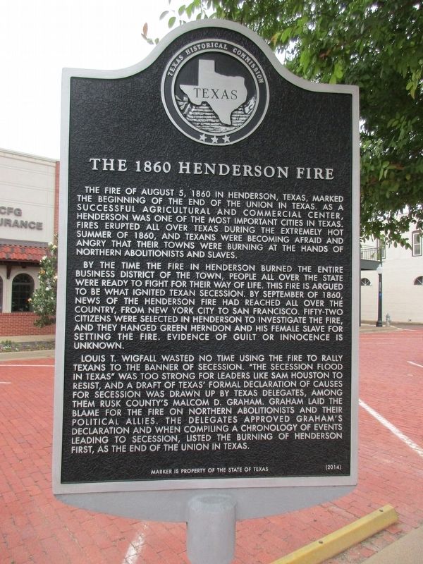 The 1860 Henderson Fire Marker. Click for full size. The 1860 Henderson Fire Marker image. Click for full size.