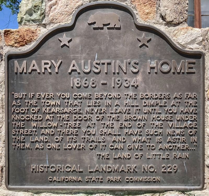 Mary Austins Home Marker image. Click for full size.