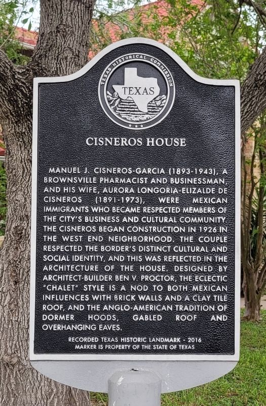 Cisneros House Marker image. Click for full size.