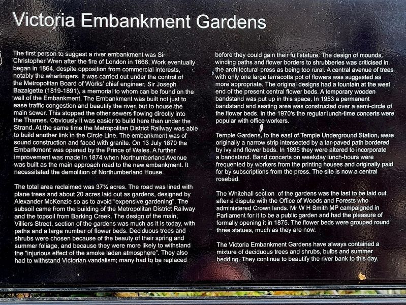 Victoria Embankment Gardens Marker image. Click for full size.