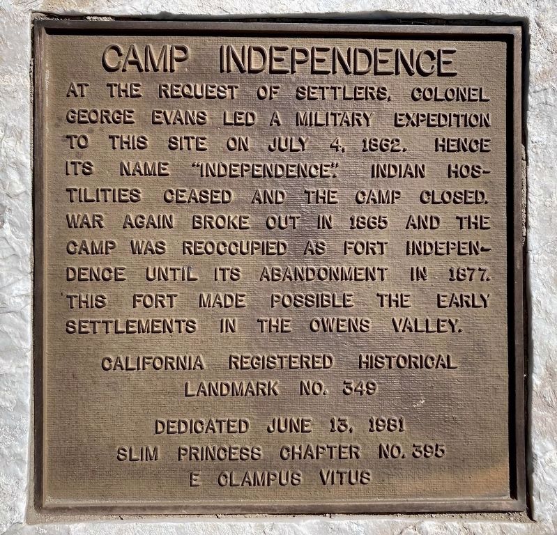 Camp Independence Marker image. Click for full size.
