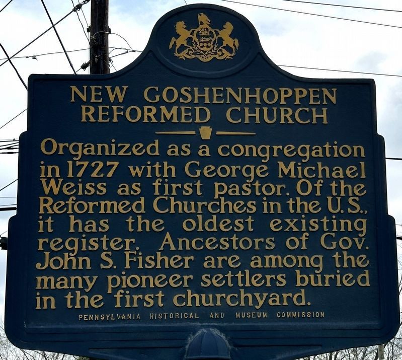 New Goshenhoppen Reformed Church Marker image. Click for full size.