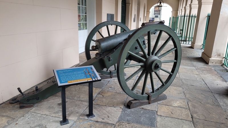 The Napoleon 12-pounder cannon and Marker in front of the museum image. Click for full size.