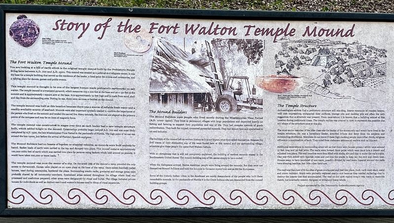 Story of the Fort Walton Temple Mound Marker image. Click for full size.