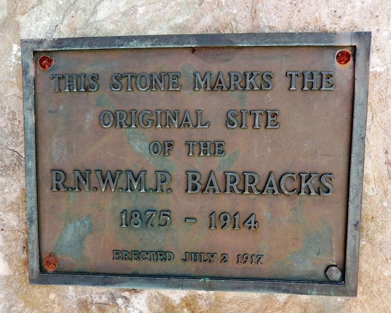 R.N.W.M.P. Barracks Monument Plaque image. Click for full size.
