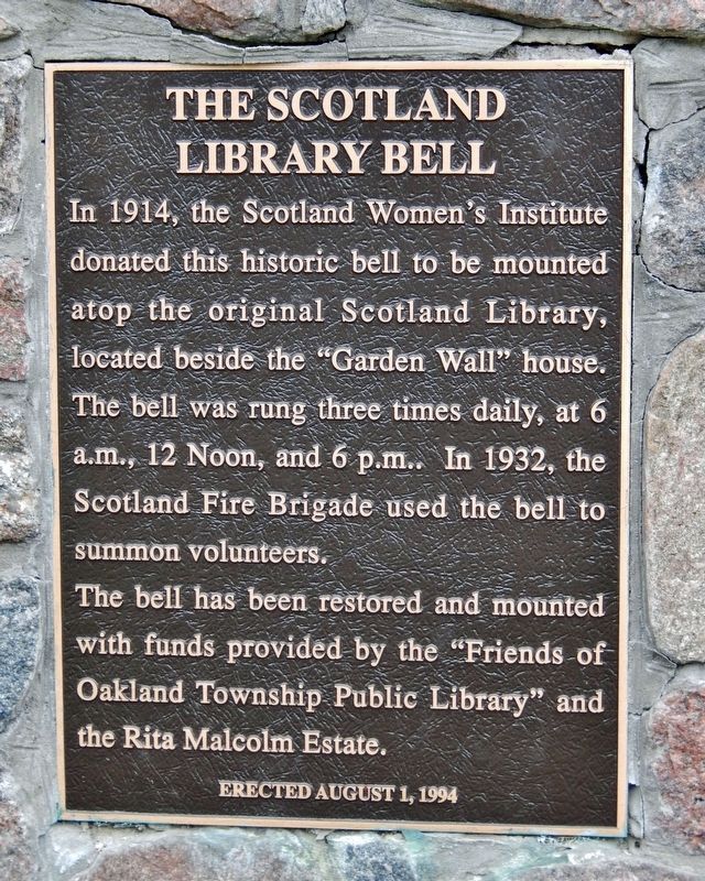 The Scotland Library Bell Marker image. Click for full size.