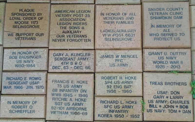 Snyder Co Vets Memorial Representative Pavers image. Click for full size.
