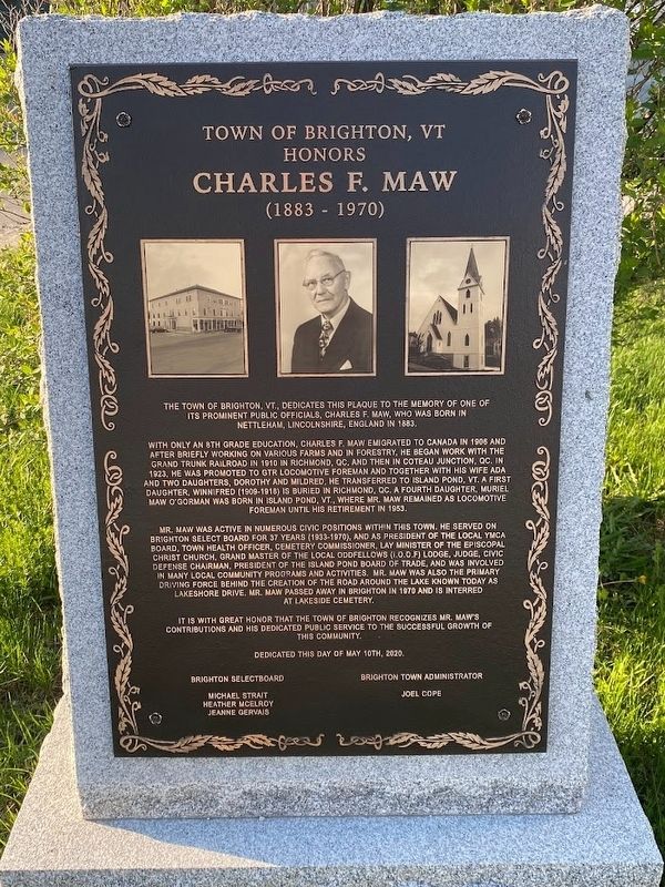 Charles F. Maw Marker. Click for full size. Charles F. Maw Marker image. Click for full size.