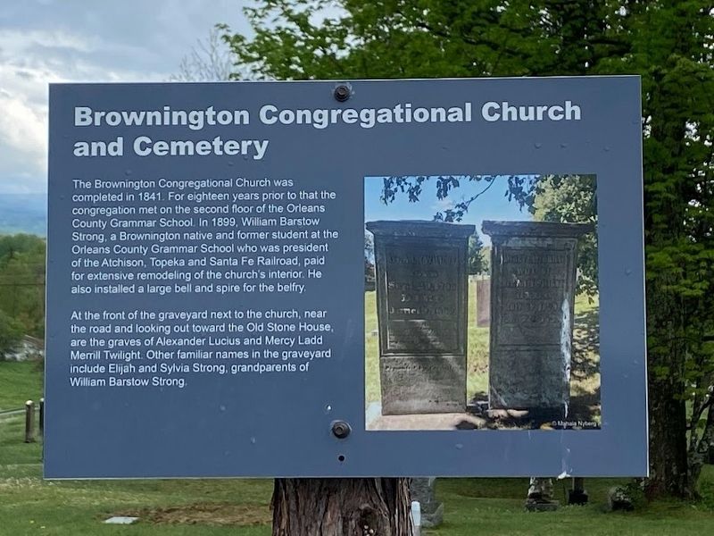 Brownington Congregational Church and Cemetery Marker. Click for full size. Brownington Congregational Church and Cemetery Marker image. Click for full size.