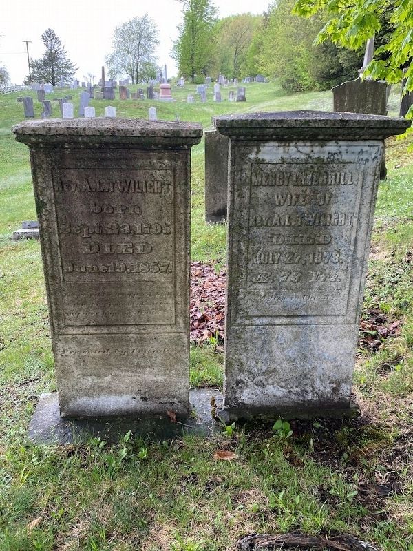 Alexander Lucius and Mercy Ladd Merrill Twilight headstones image. Click for full size.