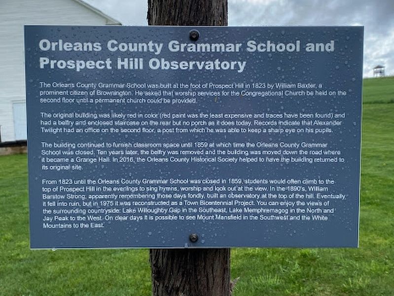 Orleans County Grammar School and Prospect Hill Observatory Marker. Click for full size. Orleans County Grammar School and Prospect Hill Observatory Marker image. Click for full size.