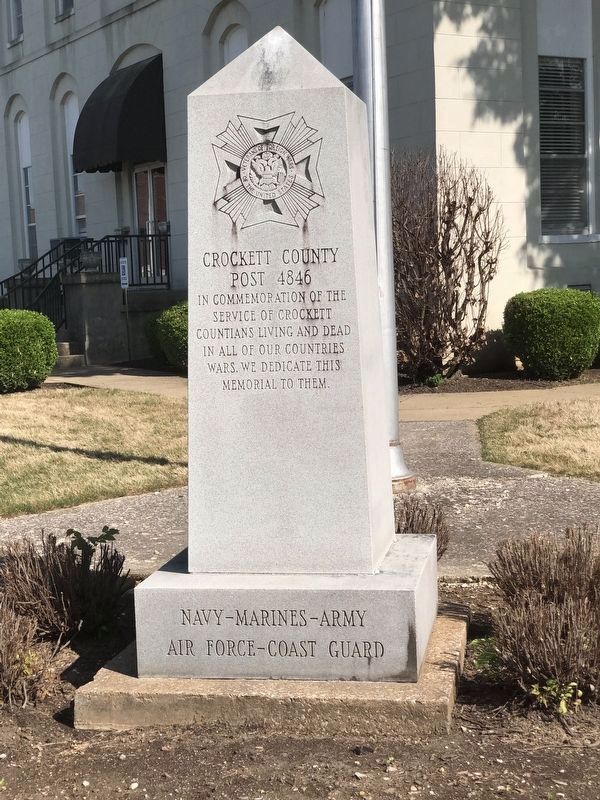 Crockett County Veterans Memorial, Side One image. Click for full size.
