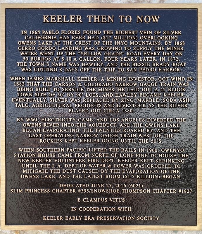 Keeler Then to Now Marker image. Click for full size.