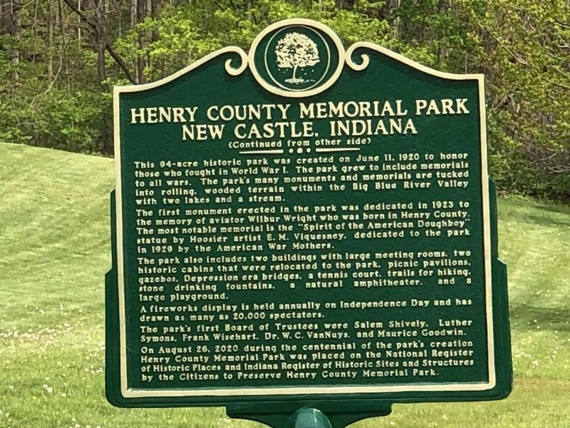 Henry County Memorial Park Marker Reverse image. Click for full size.