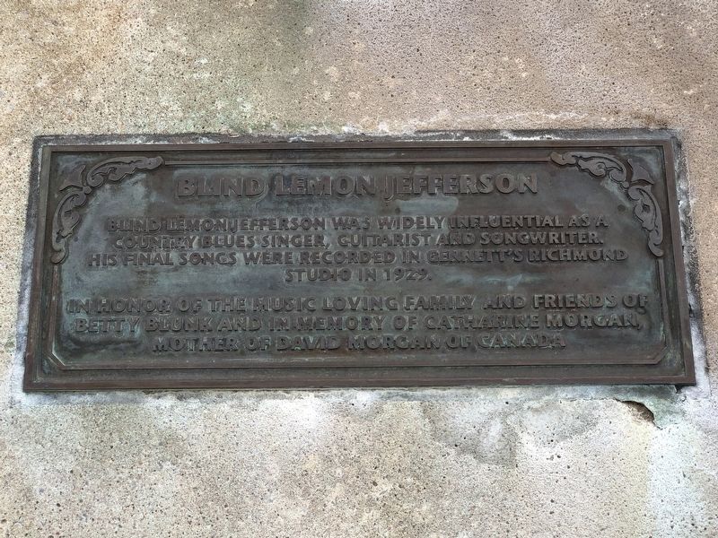 Blind Lemon Jefferson Marker image. Click for full size.
