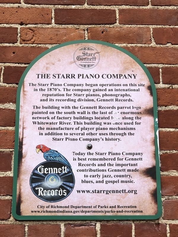 The Starr Piano Company Marker image. Click for full size.