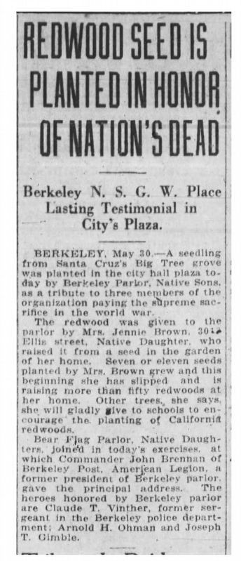 Oakland Tribune, 30 May 1921, p16 image. Click for full size.