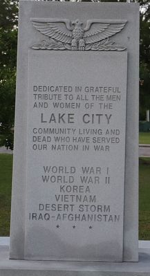 Lake City Veterans Memorial Marker. Click for full size. Lake City Veterans Memorial Marker image. Click for full size.