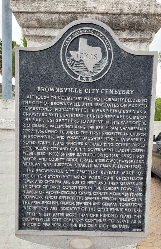Brownsville City Cemetery Marker image. Click for full size.