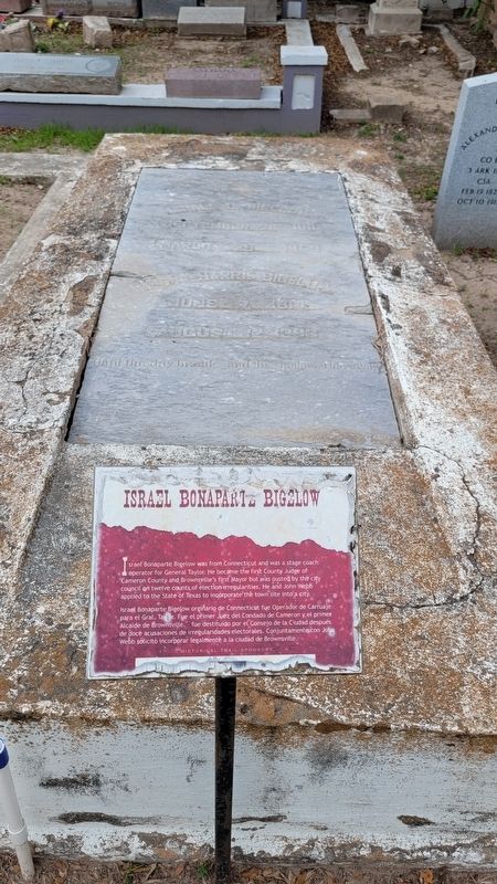 Israel Bonaparte Bigelow Gravestone and Marker. Click for full size. Israel Bonaparte Bigelow Gravestone and Marker image. Click for full size.