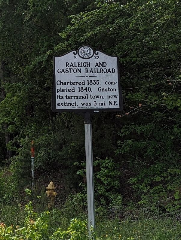Raleigh and Gaston Railroad Marker. Click for full size. Raleigh and Gaston Railroad Marker image. Click for full size.