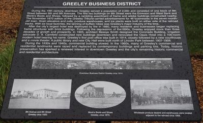 Greeley Business District Marker. Click for full size. Greeley Business District Marker image. Click for full size.