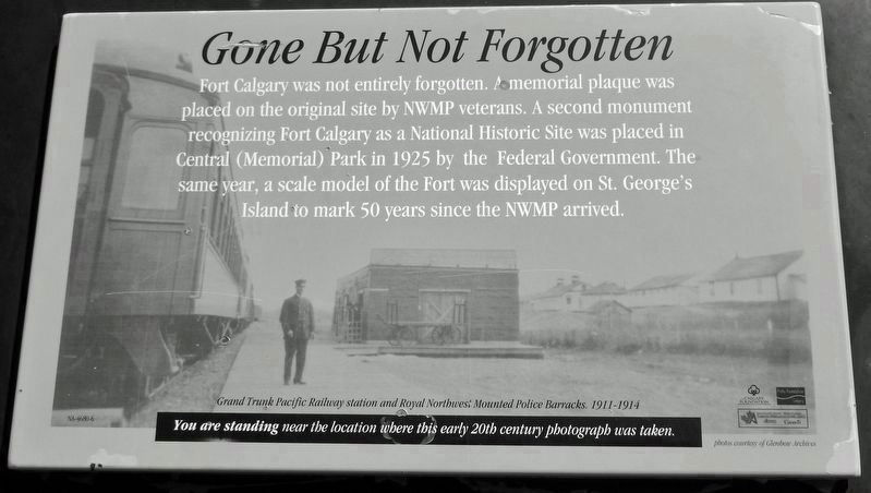 Marker detail: Grand Trunk Pacific Railway Station & NWMP Barracks • 1911-1914. Click for full size. Marker detail: Grand Trunk Pacific Railway Station & NWMP Barracks • 1911-1914 image. Click for full size.