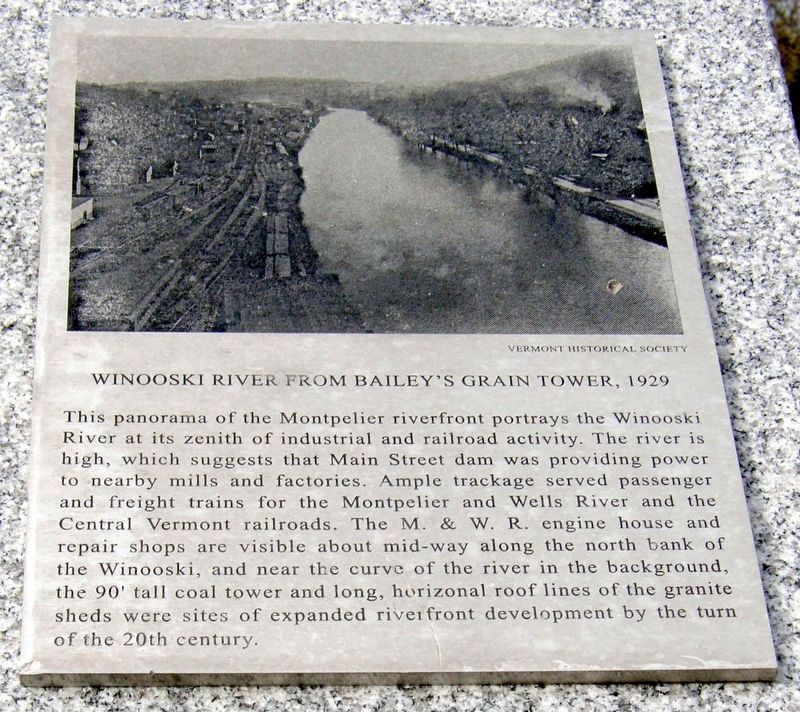 Winooski River From Baileys Grain Tower, 1929 Marker image. Click for full size.