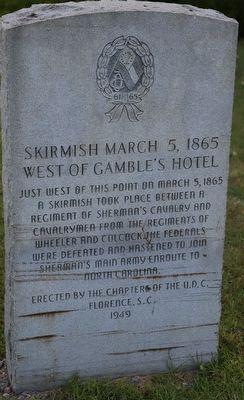 Skirmish March 5, 1865 West of Gamble's Hotel Marker image. Click for full size.