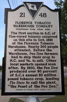 Florence Tobacco Warehouse Company side of marker image. Click for full size.