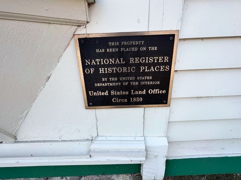 U.S. Land Office National Register of Historic Places Tablet. Click for full size. U.S. Land Office National Register of Historic Places Tablet image. Click for full size.