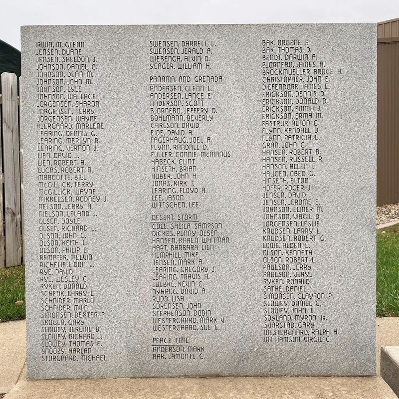 Irene Veterans Memorial <i>(second from right)</i> image. Click for full size.