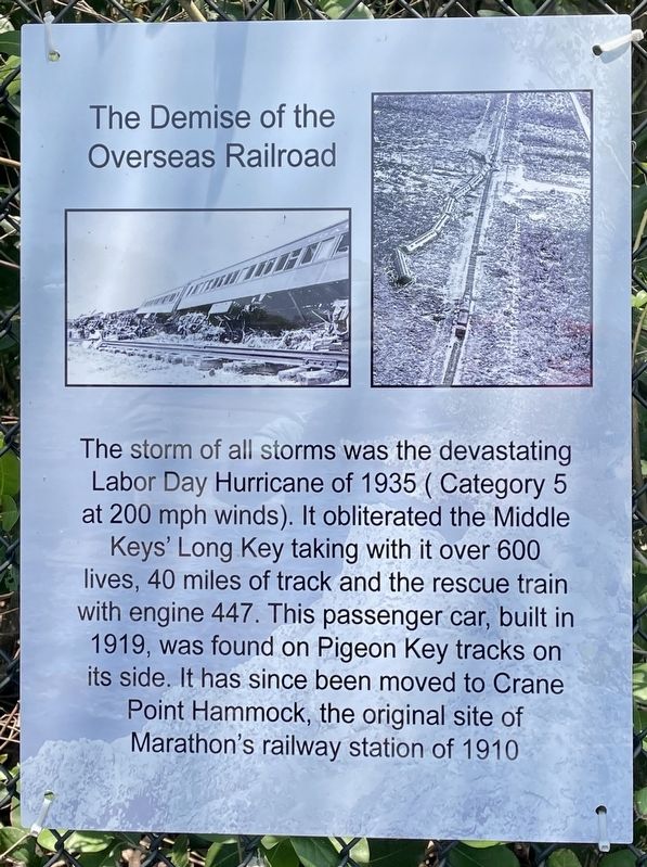 The Demise of the Overseas Railroad Marker image. Click for full size.