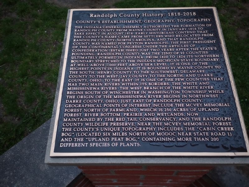 Randolph County History: 1818-2018 Marker image. Click for full size.