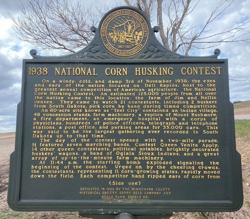 1938 National Corn Husking Contest Marker, Side One image. Click for full size.