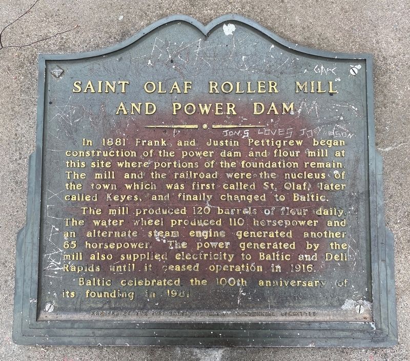 Saint Olaf Roller Mill and Power Dam Marker image. Click for full size.