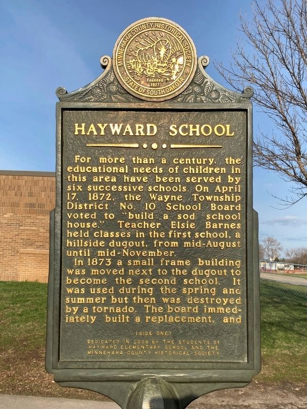Hayward School Marker, Side One image. Click for full size.