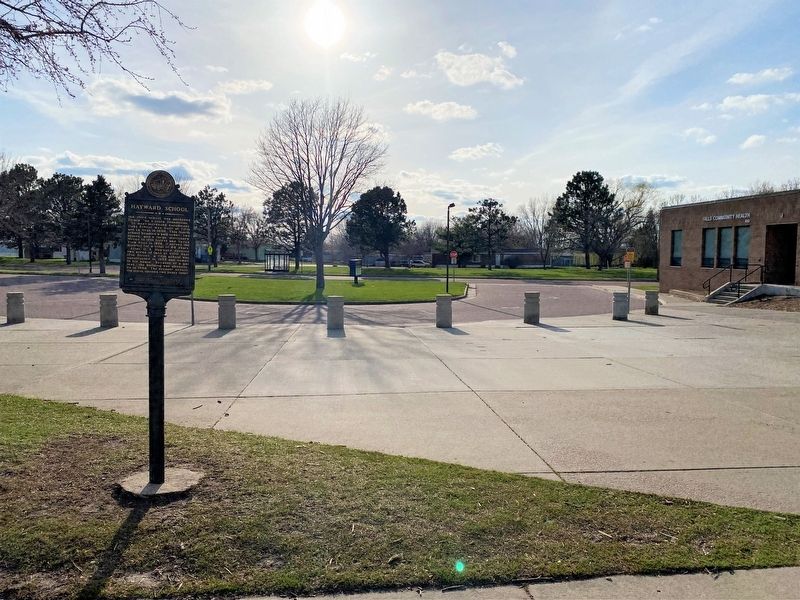 Hayward School Marker, from the east. Click for full size. Hayward School Marker, from the east image. Click for full size.