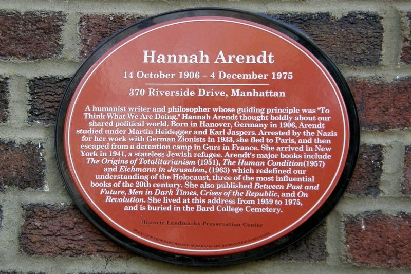 Hannah Arendt Marker image. Click for full size.