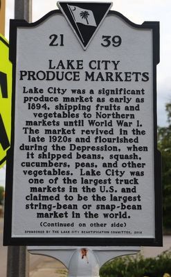 Lake City Produce Markets side of marker image. Click for full size.