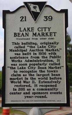 Lake City Bean Market side of marker image. Click for full size.
