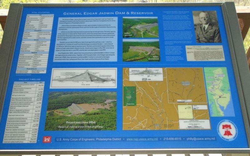General Edgar Jadwin Dam & Reservoir Marker image. Click for full size.