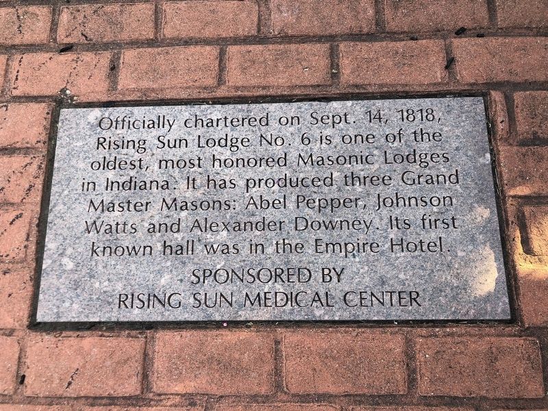 Rising Sun Lodge No. 6 Marker image. Click for full size.