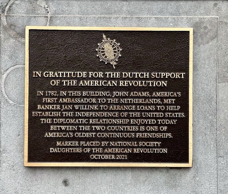In Gratitude for the Dutch Support of the American Revolution Marker image. Click for full size.